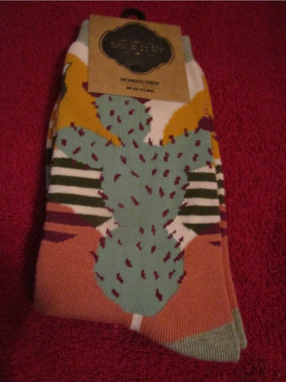 Sock It Up Women’s Crew Cotton Socks 1 Pair Fits 5-10 Shoe Sol de Cactus